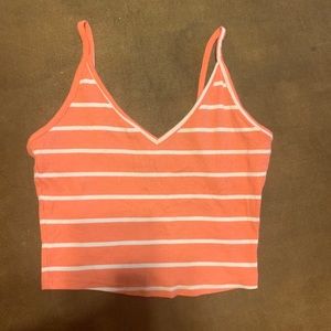Coral pink and white Spagetti strap crop top
